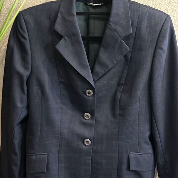 Grand Prix navy blue, horizontal and vertical lines size 14 slim youth - Picture 2 of 16